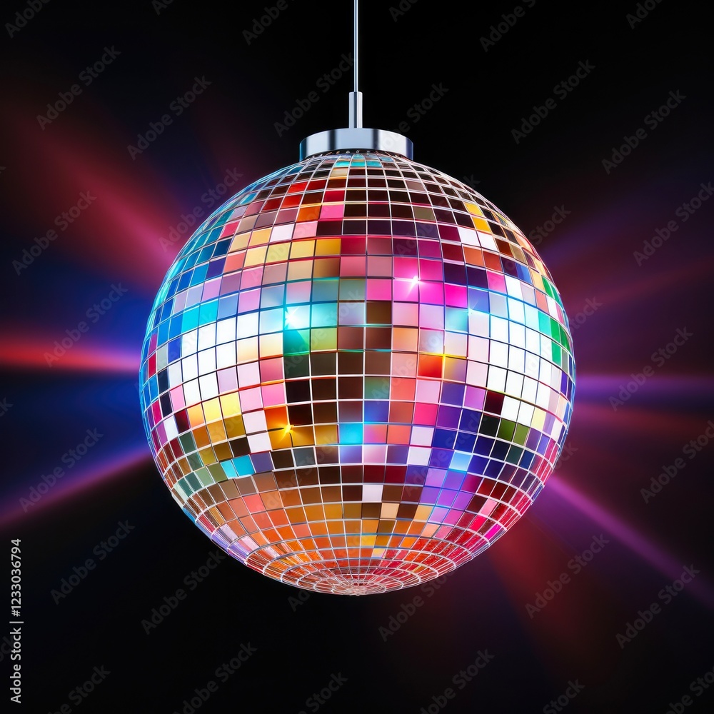 Obraz premium Shiny Disco Ball Isolated on White Background. Brightly Illuminated Decoration Perfect for Club and Music-Themed Fun