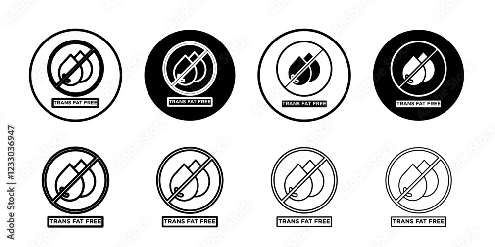 Trans fat free icon Outline thin set pack series Trans fat free icon Outline thin set pack series