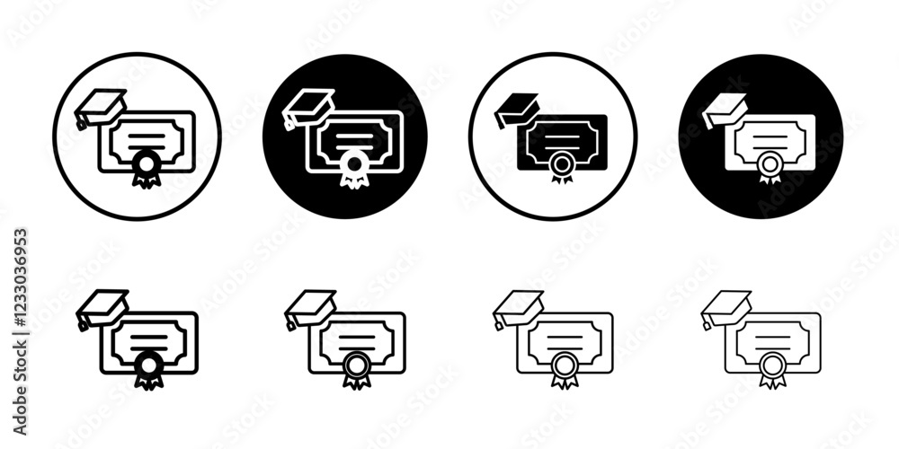 University, college degree icon Outline thin set pack series University, college degree icon Outline thin set pack series