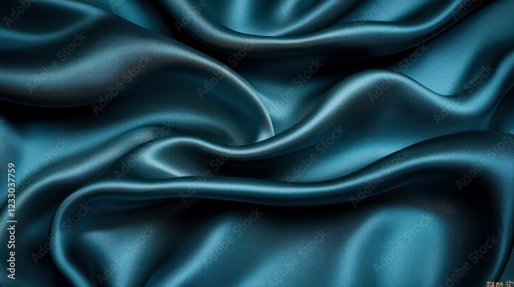 Teal silk fabric draped background for textures and elegant designs Teal silk fabric draped background for textures and elegant designs