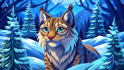 Photography Lynx, winter wildlife