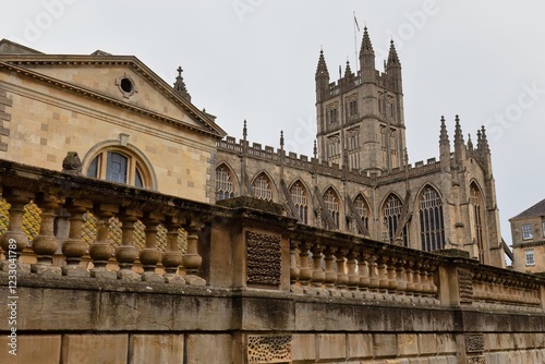 cathedral and roman baths in Bath - Somerset - united kingdom photo