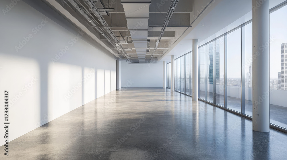 empty white walls room corner with concrete floor 3d render illustration empty white walls room corner with concrete floor 3d render illustration