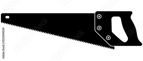 Monochrome Black and White Silhouette of Saw – Isolated Vector Illustration for Icon, Logo, Symbol, Template, Mockup, Poster, Sign, Background