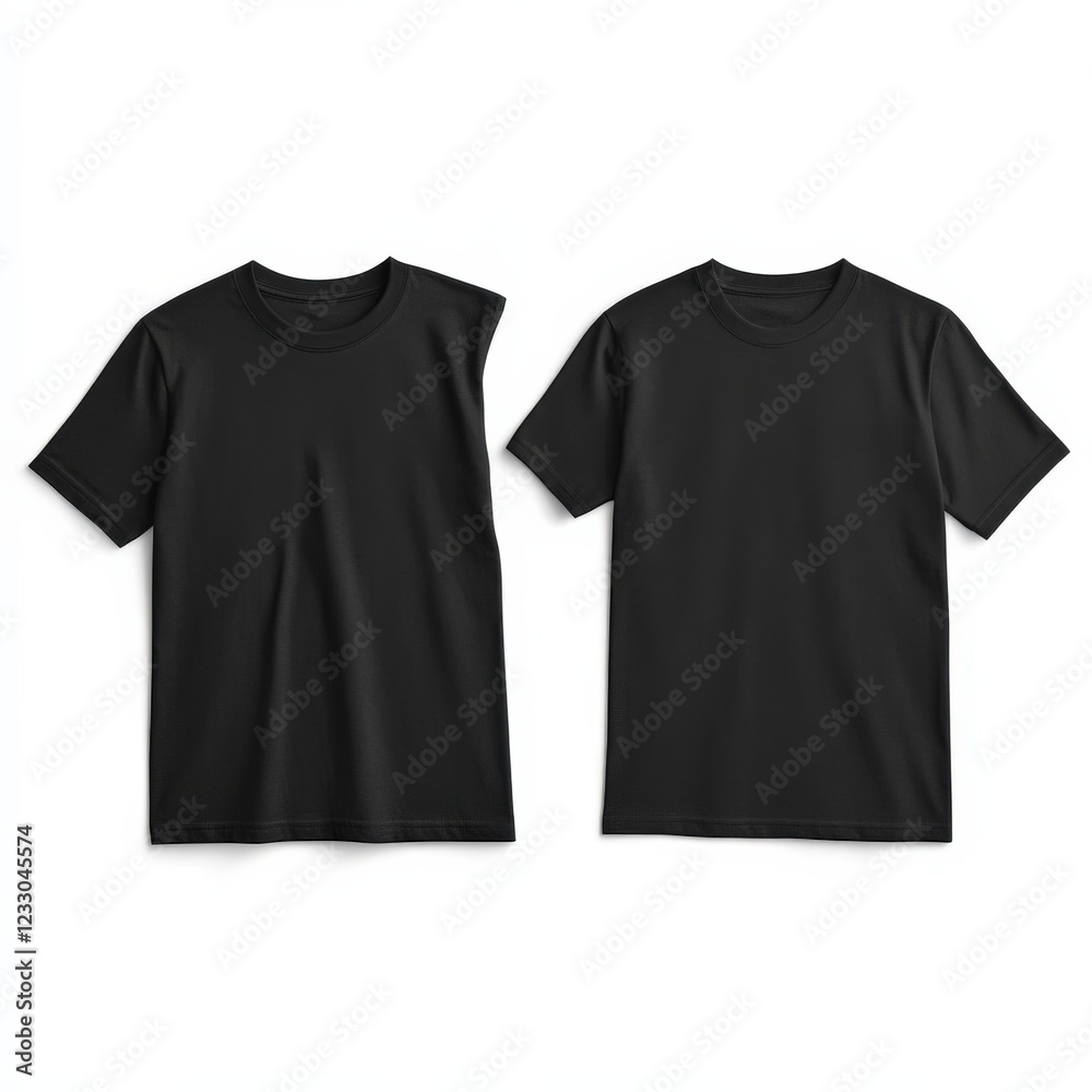 two black t-shirts mockup isolated on white background two black t-shirts mockup isolated on white background