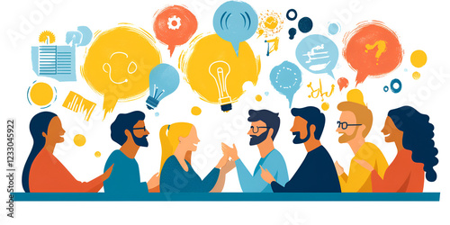 Group of Professionals Exchanging Ideas in a Modern Office