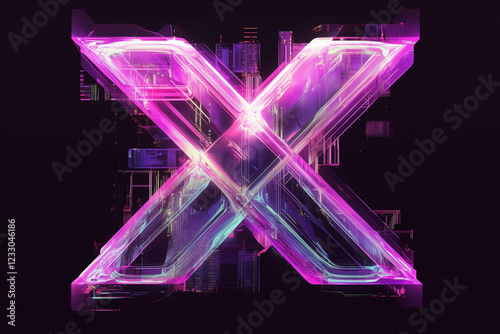 abstract glowing neon lines X