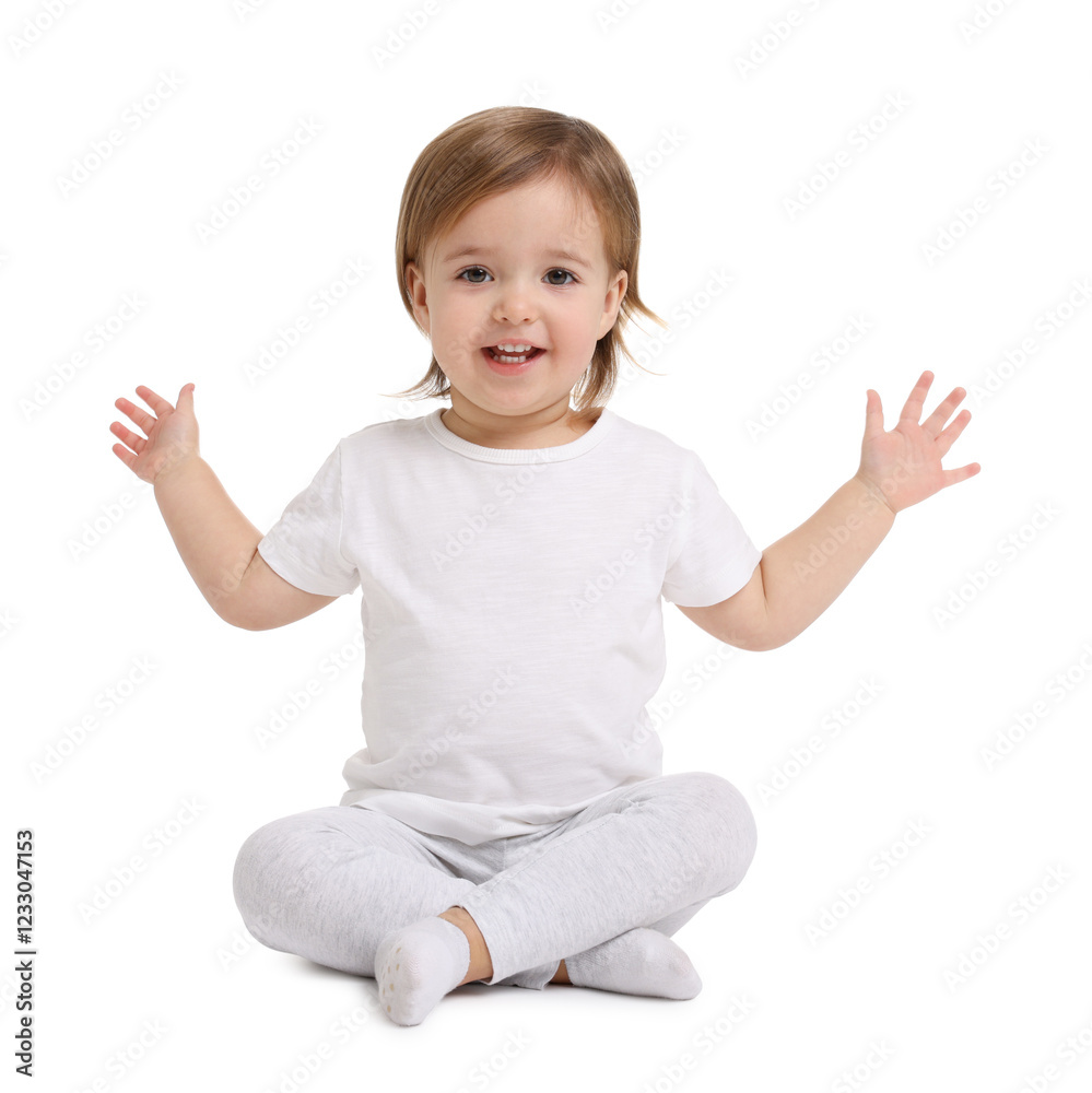 Cute little baby girl on white background Cute little baby girl on white background