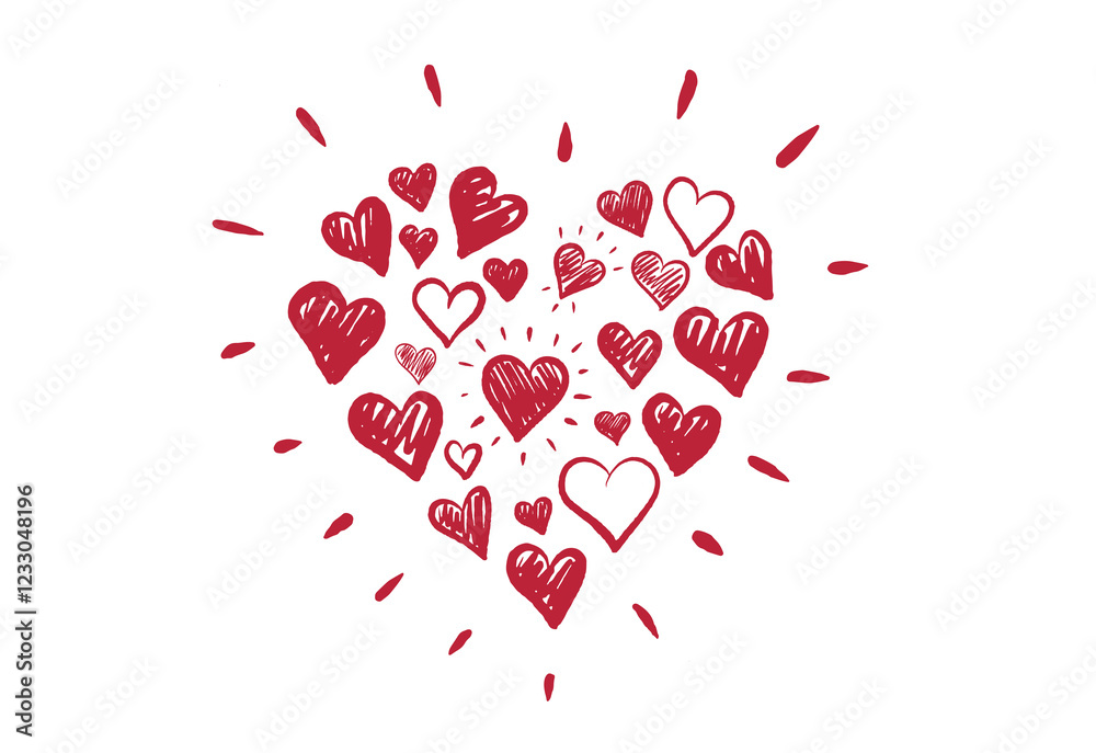 Hearts set on white, hand drawn illustrations Hearts set on white, hand drawn illustrations