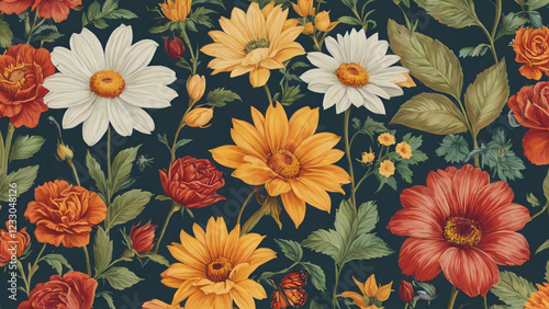 Seamless pattern with flowers