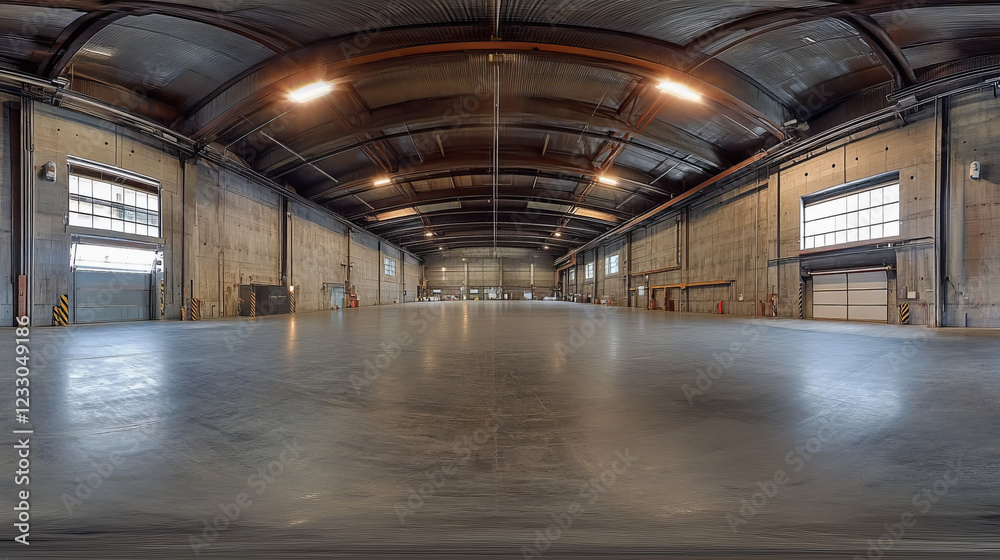 360 full equirectangular panorama dark abstract concrete and soldered metal steel hangar hall 3d rendering 360 full equirectangular panorama dark abstract concrete and soldered metal steel hangar hall 3d rendering