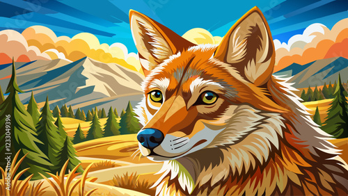 Portrait of coyote in Yellowstone National Park