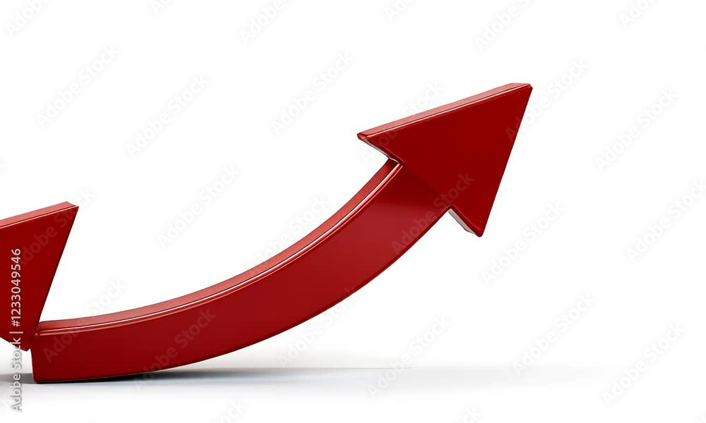 Red Arrow Pointing Upwards on White Background