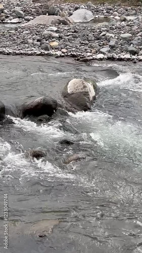 Río rocoso en día nublado, Juchique de Ferrer, Veracruz, México 
