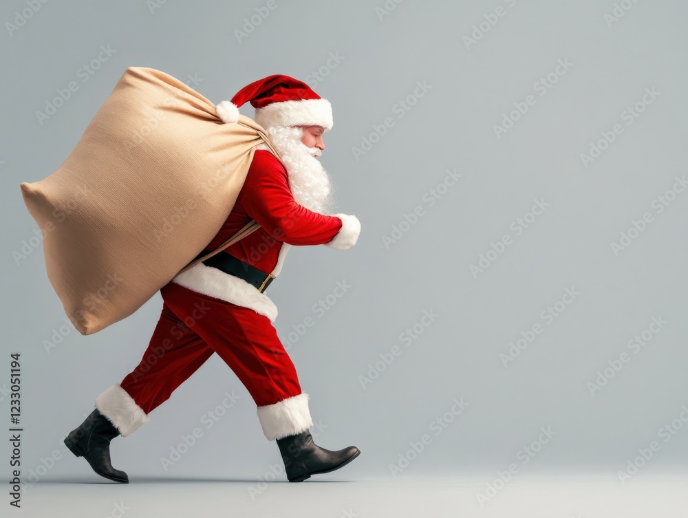 santa claus running with a bag of gifts santa claus running with a bag of gifts