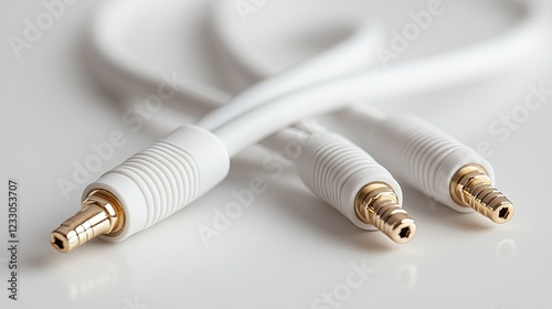 White Audio Cables With Gold Plated Connectors