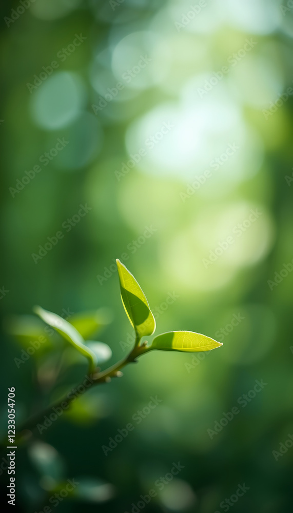 Young Leaves in Sunlight, Spring Growth, Natural Beauty Young Leaves in Sunlight, Spring Growth, Natural Beauty