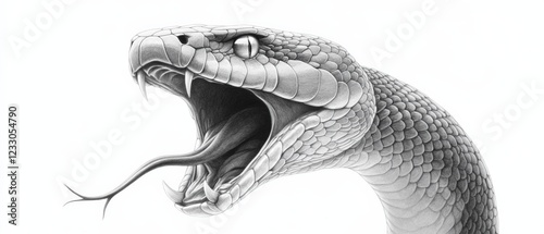 angry snake with open mouth and forked tongue