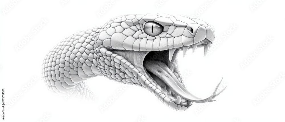 pencil drawing of a striking snake with its tongue out pencil drawing of a striking snake with its tongue out