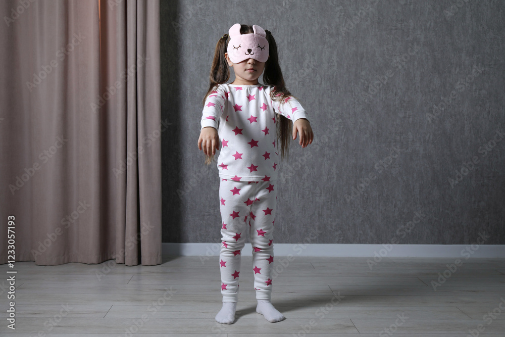 Little girl suffering from sleepwalking at home Little girl suffering from sleepwalking at home