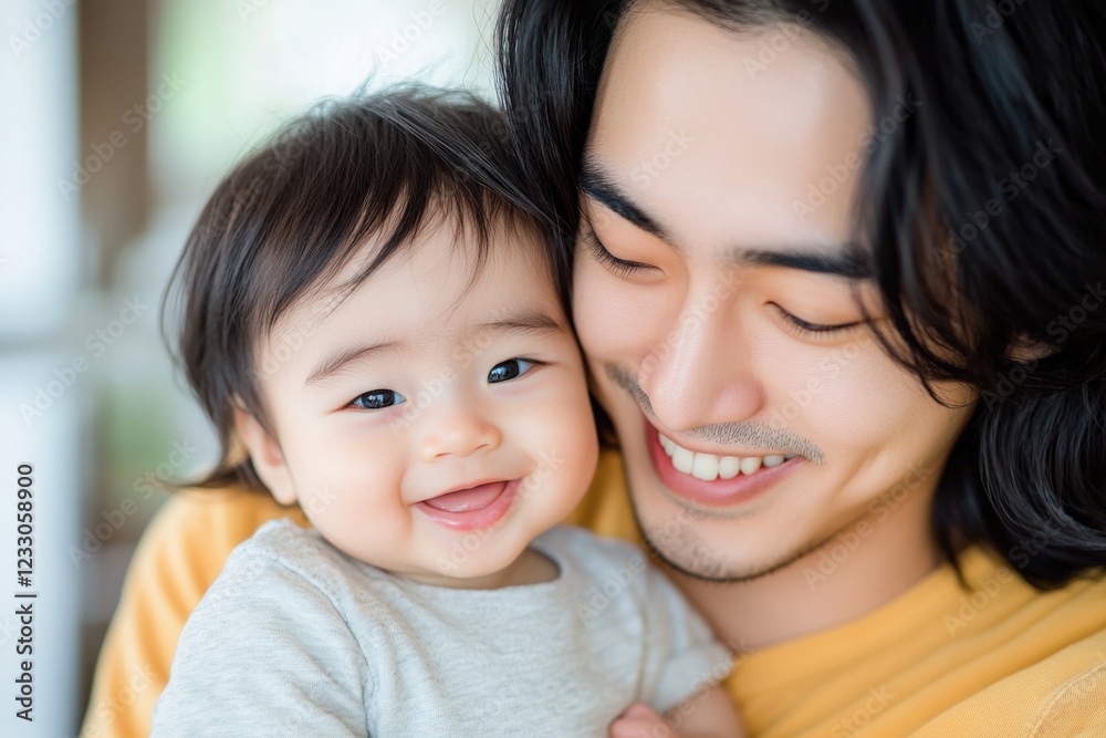 father and baby smiling together in a loving embrace father and baby smiling together in a loving embrace