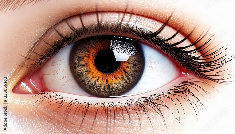 Fototapeta premium A close-up of a human eye ball with a heart-shaped reflection