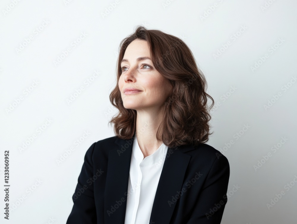 confident businesswoman in a blazer looking to the future confident businesswoman in a blazer looking to the future