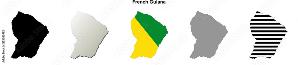 Obraz premium French Guiana outline map set