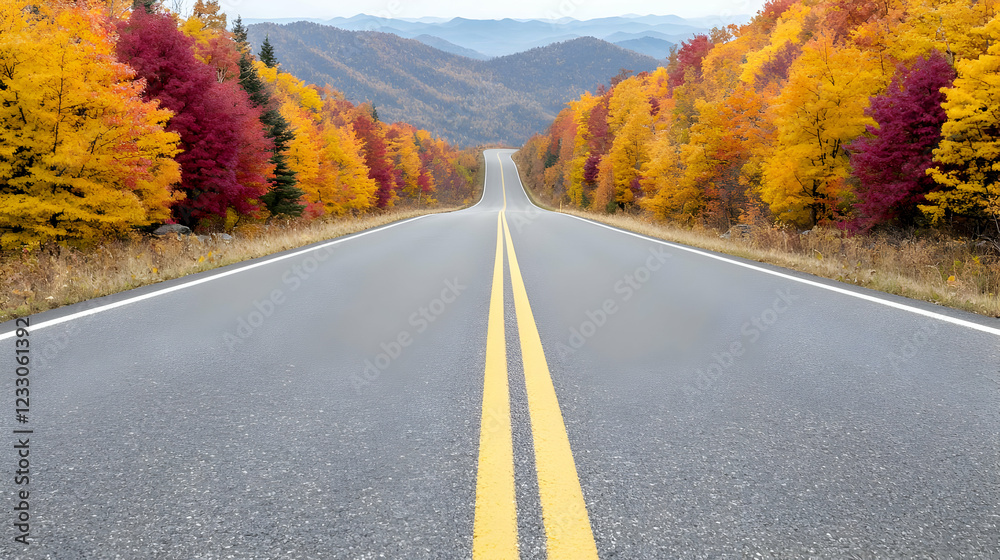 Fototapeta premium Scenic autumn road trip through colorful mountain foliage