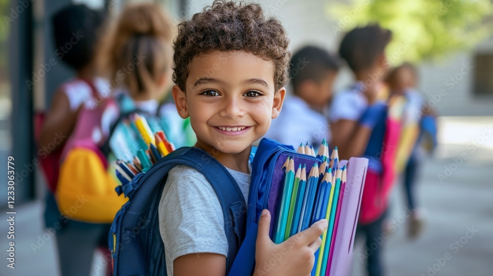 Obraz Help kids get ready for school by donating supplies like pencils, paper, and backpacks. This helps them succeed in school.