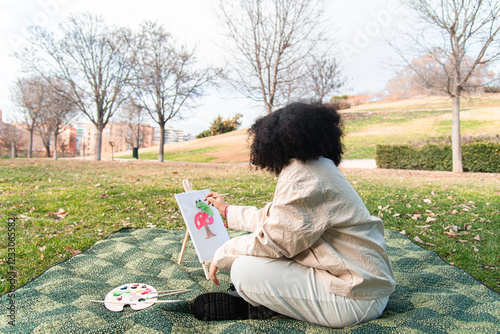 Serene outdoor painting in a park on a sunny day
