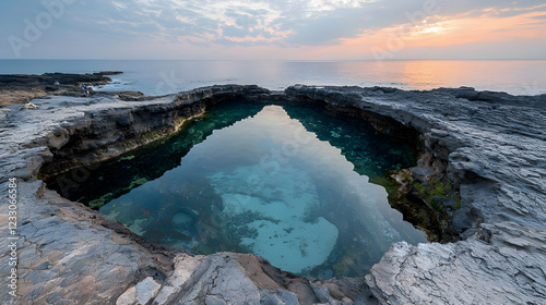 Wallpaper Mural Coastal rock pool sunset; tranquil waters; scenic background; travel photography Torontodigital.ca