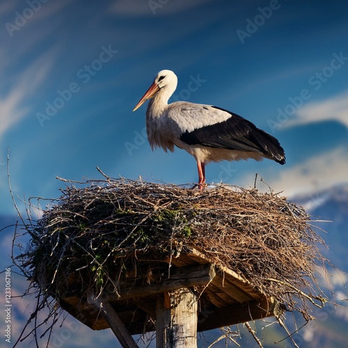 white stork bird animal, AI generated photo