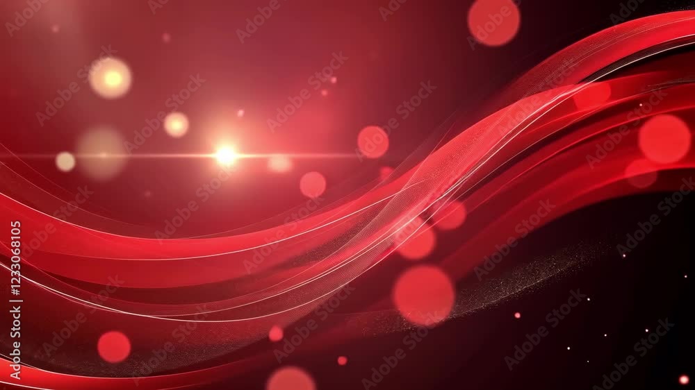 Red waves flow elegantly, illuminated by sparkling lights that shift and shimmer. This mesmerizing visual creates an enchanting ambiance perfect for relaxation or celebration.