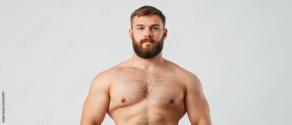 Fototapeta premium muscular man with beard on white background