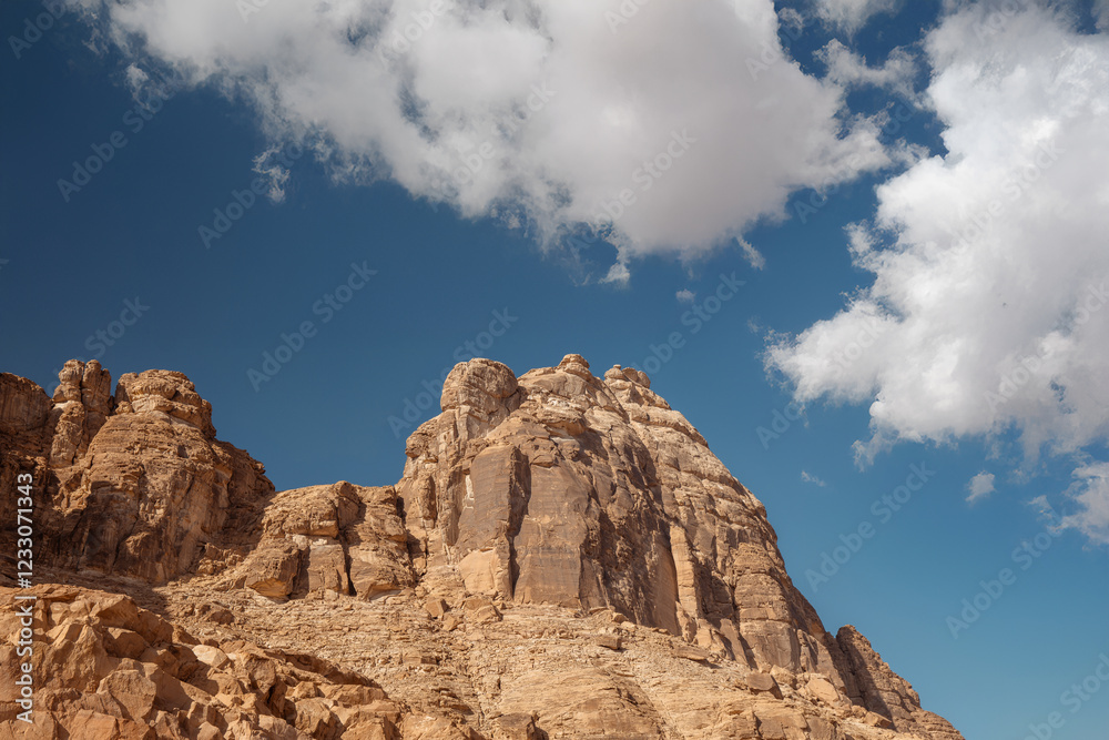 Majestic Rocky Desert Landscape with Dramatic Mountains. Saudi Arabia. AlUla. Majestic Rocky Desert Landscape with Dramatic Mountains. Saudi Arabia. AlUla.