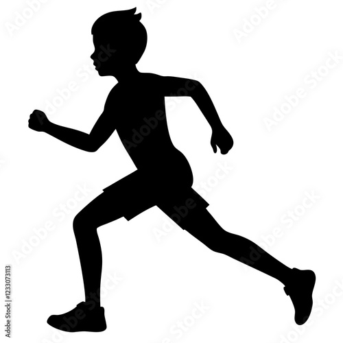 Child Boy Running Silhouette Vector Illustration Kid Running Silhouette Clipart