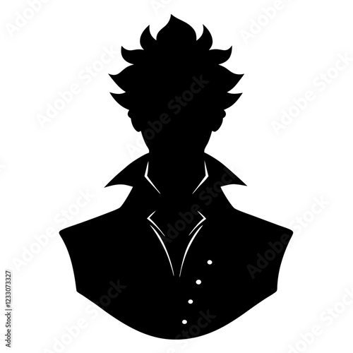 Hunter Anime Boy Silhouette Profile Vector Illustration Black Silhouette Art photo