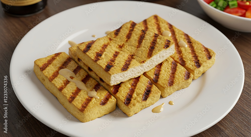 Grilled Tofu Slices with Tahini Drizzle Recipe Grilled Tofu Slices with Tahini Drizzle Recipe