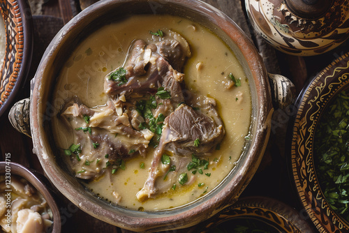 Magaritsa soup - traditional lamb soup.  photo