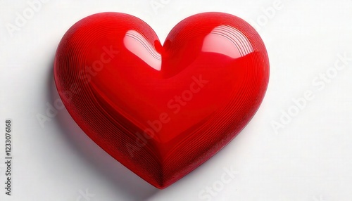 A vibrant red cartoon-style heart with a slight glow