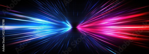 collision of blue and red energy beam