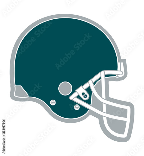 silver and midnight Green football player helmet, sport vector graphics, hockey, for street art - graffiti lettering typography - art illustration - multicolor - writen	