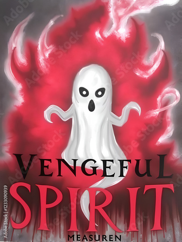 Vengeful Spirit: The Dark Aura and Malevolent Gaze - Imagine a dark aura surrounding a ghost with a malevolent gaze, illustrating the vengeful nature of a spirit photo