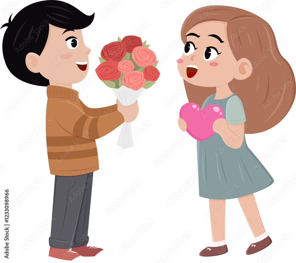 Boy and Girl sweet love valentine wedding cartoon cute illustration design Boy and Girl sweet love valentine wedding cartoon cute illustration design