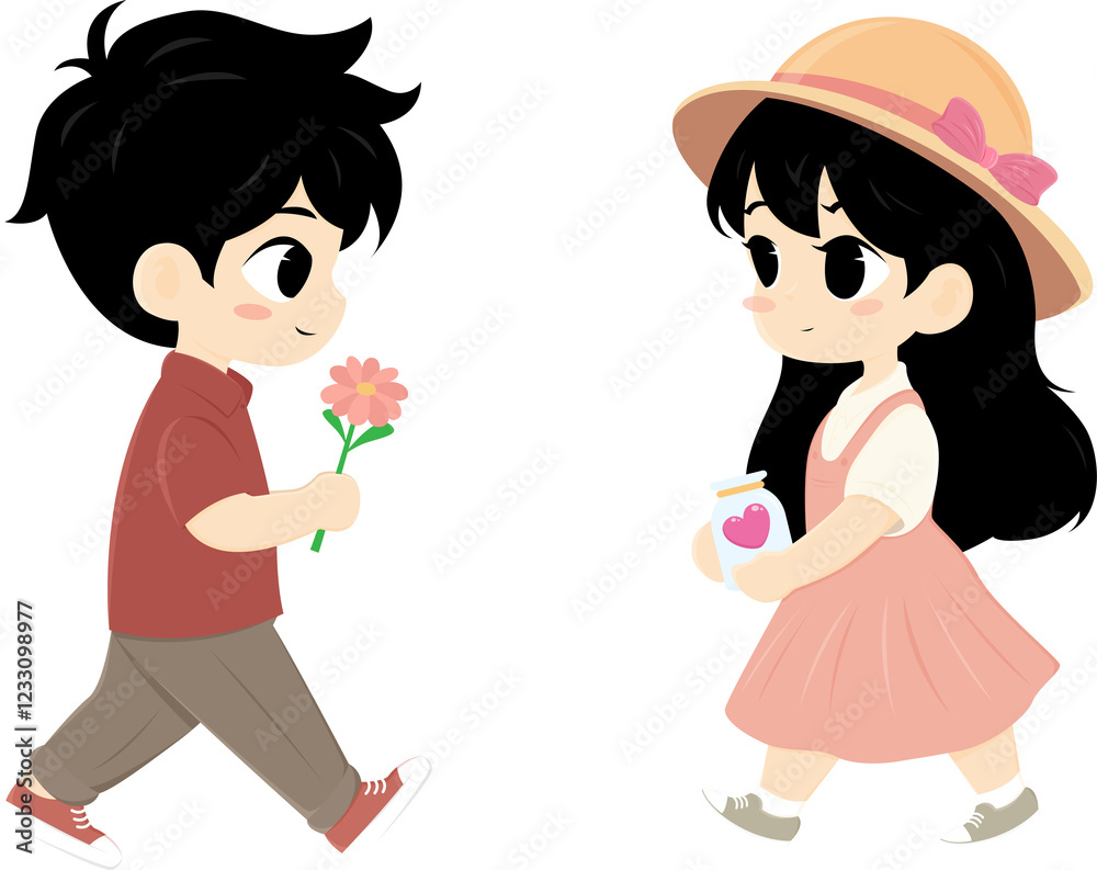 Boy and Girl sweet love valentine wedding cartoon cute illustration design Boy and Girl sweet love valentine wedding cartoon cute illustration design