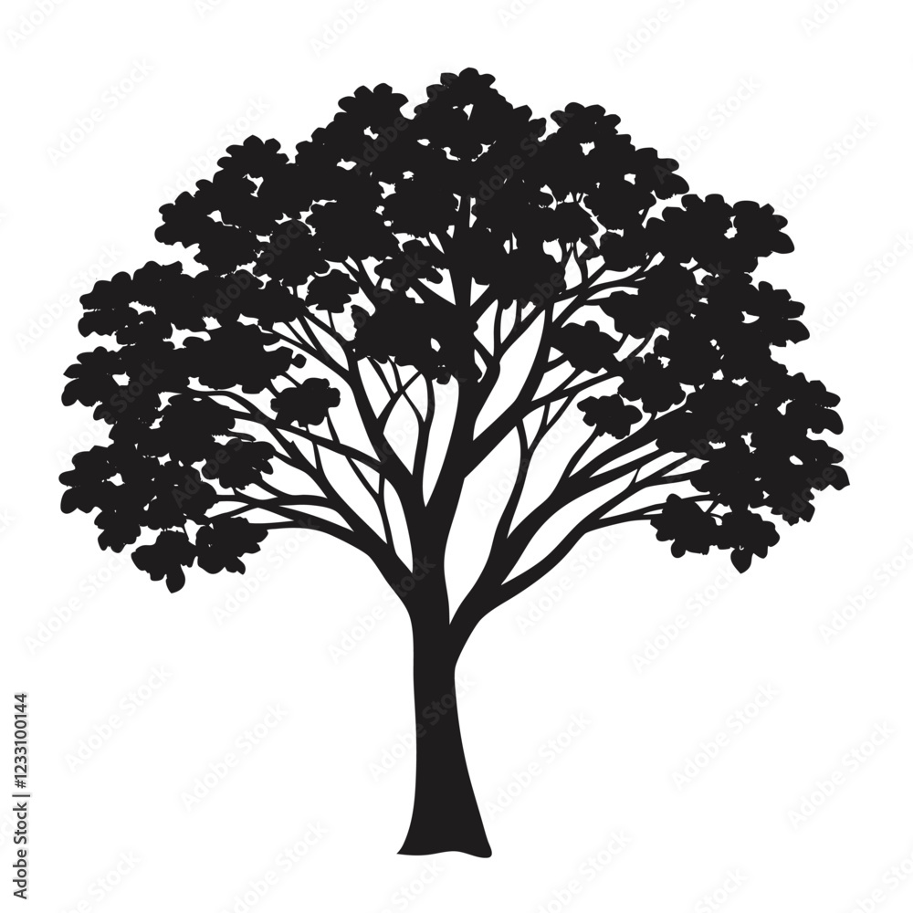 Obraz premium Silhouette of A Jacaranda Tree vector illustration