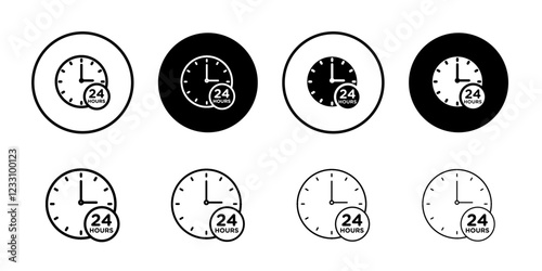 24 Hrs icon Outline thin set pack series