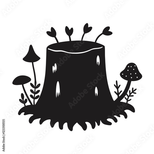 Silhouette of A Hollowed-Out Tree vector illustration