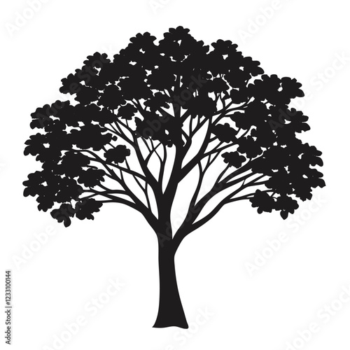 Silhouette of A Jacaranda Tree vector illustration